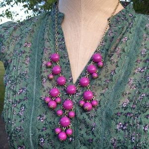 Beautiful Pink Purple Gold Statement Necklace